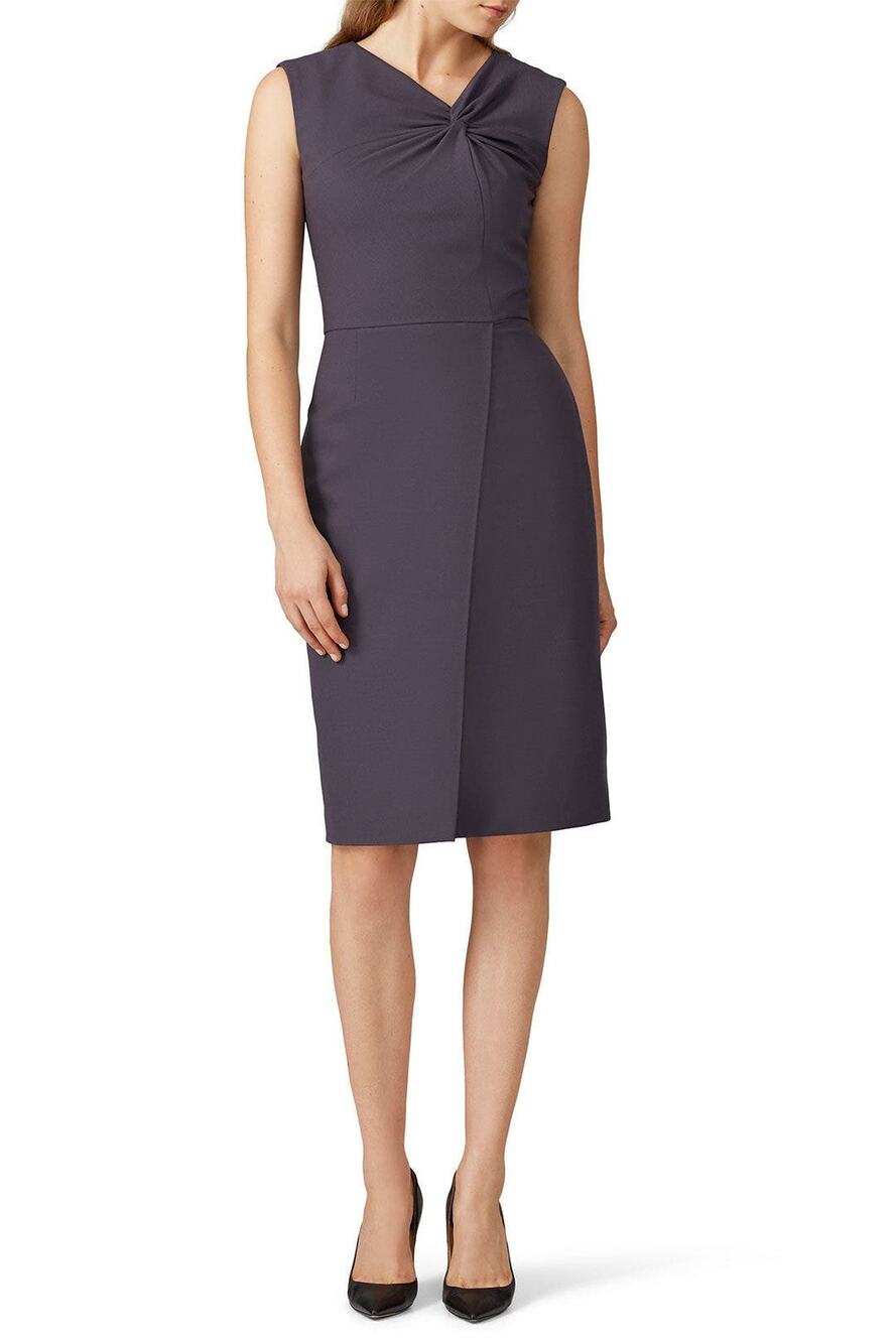 Rebecca Taylor Slate Gray Garbine Suiting Sleeveless Sheath Dress Size 6